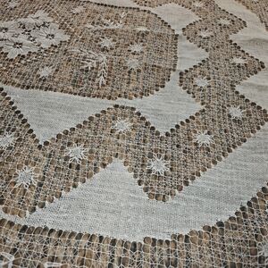 Large VTG Tablecloth Oval 72 X 56" Bobbin Lace Handmade Germany New